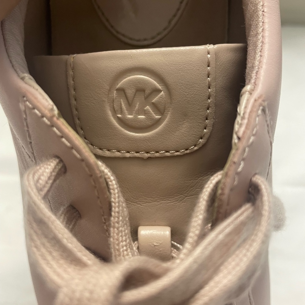 MICHAEL KORS BLUSH PINK LEATHER LACE UP SNEAKERS SIZE 10 - Picture 5 of 14